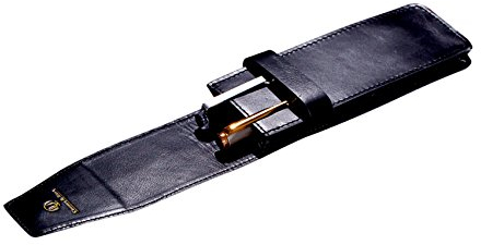 Cronus & Rhea - Stifteetui aus Leder - Modell: Basilisk - Mit Geschenkbox - Federmäppchen - Stiftehalter - Stiftemappe - Stifterolle (Schwarz)