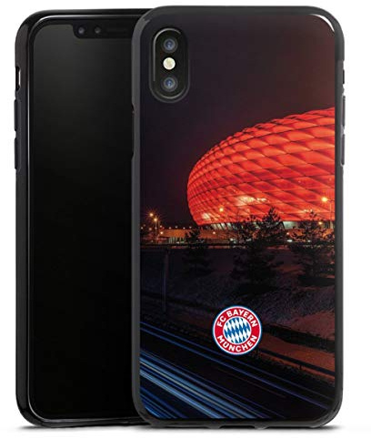 Silikon Hülle kompatibel mit Apple iPhone X Case schwarz Handyhülle FC Bayern München FCB Stadion