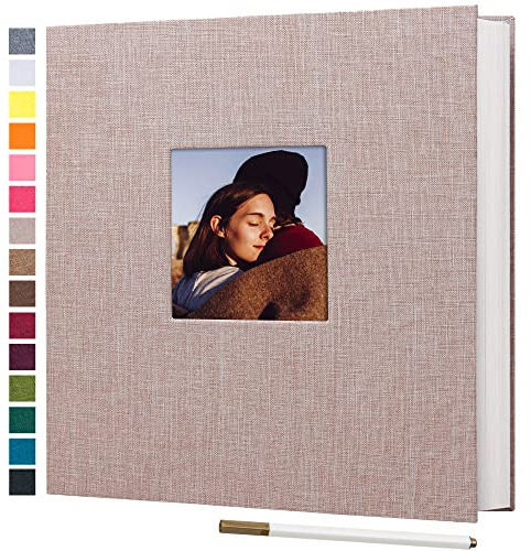 potricher Large Photo Album Self Adhesive 4x6 5x7 8x10 Pictures Linen Cover 40 Blank Pages Magnetic DIY Scrapbook Albums with A Metallic Pen (Beige)