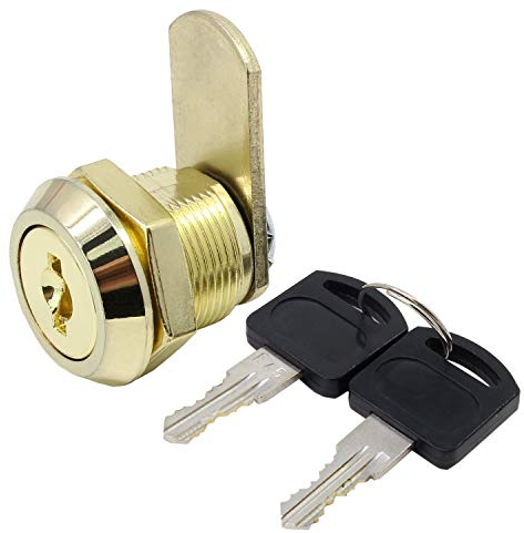 HSEAMALL Security Mailbox Lock Stainless Steel Cabinet Drawer Cupboard Cam Lock with Alike Keys (16mm Gold)