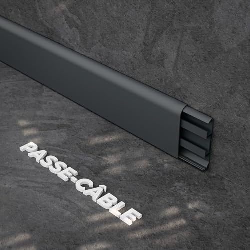 Plinthe Passe-Câble PVC 80 mm - Anthracite - 1 m, Lot de 5