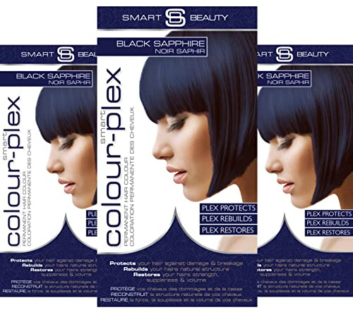 Blue Black Hair Dye Permanent with Anti-Breakage Plex Hair Care, Vegan Hair Dye & Cruelty-Free, Grey Coverage, Midnight Blue, For All Hair Types Smart Beauty (Pack of 3)