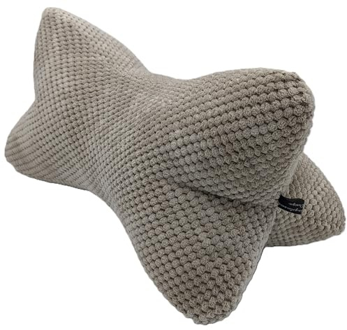 Ergonomischer waschbarer Leseknochen - Made in Germany: Lese-/Meditations-/Relax-/Nackenkissen - Bücher-/Tablet-/Smartphonestütze - kuscheliger Waffelvelours beige/Taupe