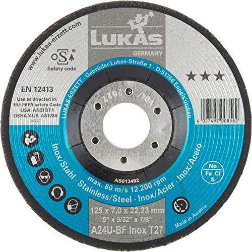 10x LUKAS Schruppscheibe Schruppscheiben T27 Edelstahl 125x7 mm gekröpft A24U-BF