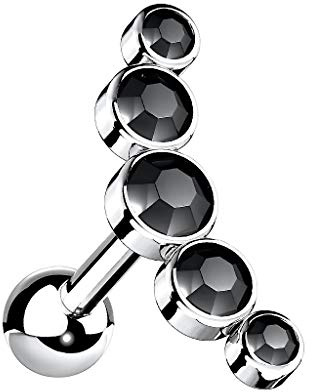 Taffstyle Piercing Stecker Multi Kristall Bogen | für Ohr Tragus Helix Lippe