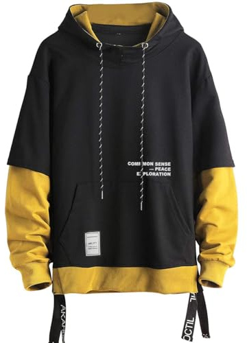 Moshtashio herr huvtröja pullover tröja för män lapptäcke med kontrasterande färg med huva långärmad topp