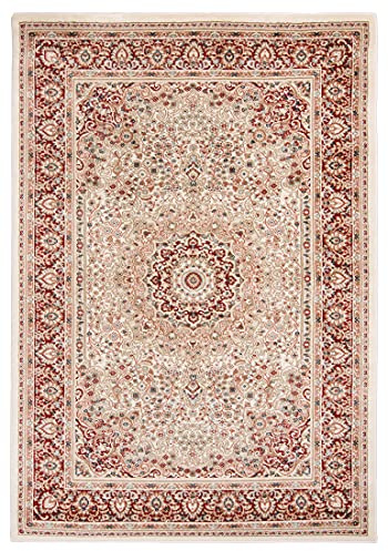 Mazovia Orientalischer Traditioneller Teppich mit Blumen - Weich Teppich für Wohnzimmer, Esszimmer - ÖKO-TEX Wohnzimmerteppich - Teppiche - Rot Creme - 160 x 230 cm