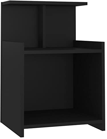 vidaXL Bed Cabinet Chipboard Nightstand Drawer Storage Cabinet End Bedside Table Shelf Telephone Stand Living Room Bedroom Furniture Black