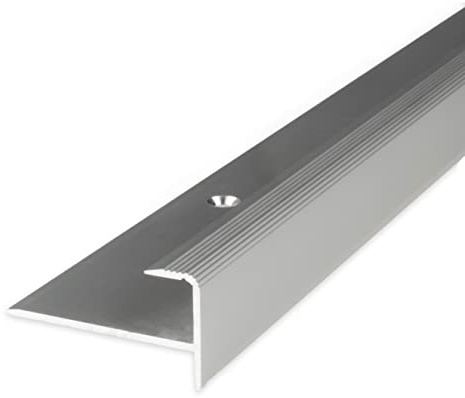 PROVISTON profil de finition à emboîter | Alu anodisé | Argent | Largeur 37 mm | Épaisseur sol 10,3 mm | Longueur 1000 mm | À visser | Nez de marche escalier | Nez de marche parquet | 1 pc
