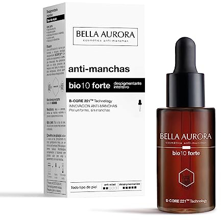 Bella Aurora - Bio10 Forte Siero Depigmentante Intensivo 30 ml, Anti-Macchie per Tutti i Tipi di Pelle, Riduce Macchie Scure, Solari, Senili e Segni della Pelle, Dermatologicamente Testato