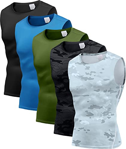 Holure Herren 5er Pack Kompressionsshirt Tank Top Quick Dry Ärmelloses Muskel Shirt Funktionsshirt