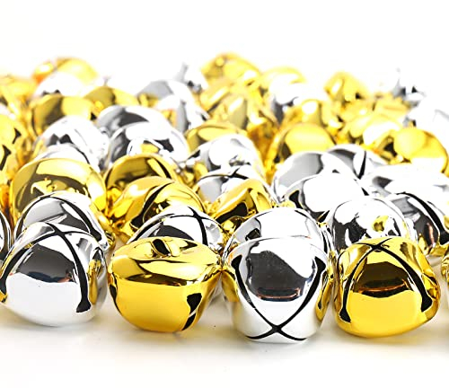 DAHI Glöckchen Weihnachtsbaumschmuck 60pcs Weihnachtenbaum Anänger Glocke Schellen 30mm für Weihnachten Weihnachtsbaum (Gold Silver)