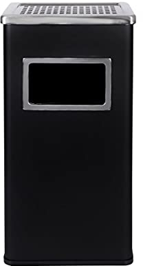 CAMPALO Standaschenbecher für draußen, 2-in-1 mit 20 Liter fassendem Abfallbehälter, Abmessungen H61 x L30 x B24 CM, Schwarz. Mülleimer