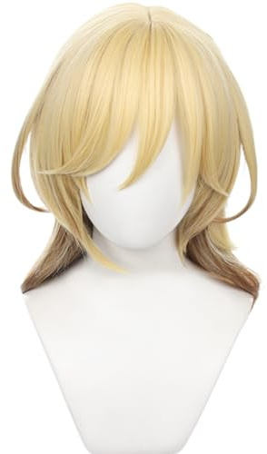 Blonde Gradient Mittel Hitzebeständige Synthetische Kostüm Haare für Erwachsene Frauen Männer Halloween Cos Anime Party Ersatz Perücken