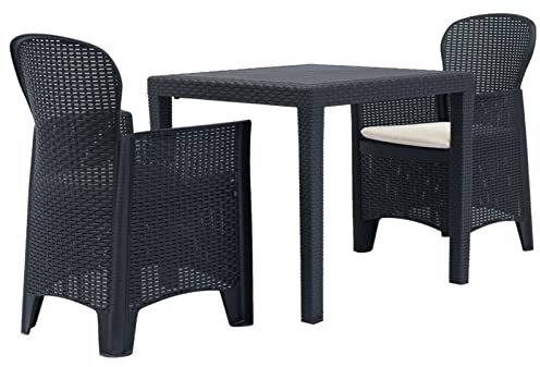 Yolola balkonmöbel Set 3 teilig, Gartenmöbel-Set 3 TLG,balkonmöbel Kleiner Balkon,terrassen möbel, Garten Lounge Set Gartentisch Gartenstul Sitzgruppe,Kunststoff Rattan-Optik