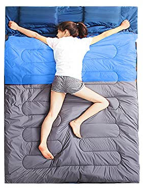 Warmer Doppelschlafsack Männer Und Frauen Schlafsack Outdoor Camping Ultraleicht Erwachsene Geeignet Zum Wandern Weich Nähbar,Blau