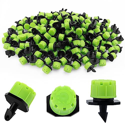 VooGenzek 200 ST 1/4 Tums Justerbara Bevattning Sprinkler, Justerbar Droppsprinkler för Bevattning, Anti-Stoppande Bevattning Sprinkler för Trädgård, Gräsmatta, Växthus, Grön