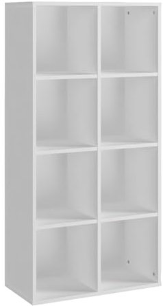 Panana Bookcase with 6/7/8 Compartments, Wooden Cube Storage Book Shelving Display Unit for Living Room Bedroom Furniture (White, 8 Compartments)