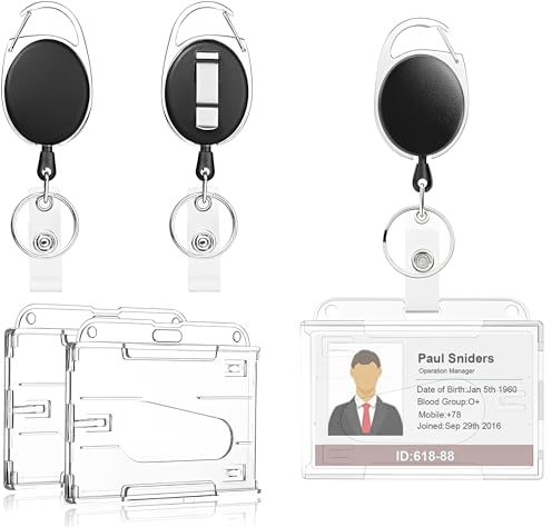 KINDOYO Einziehbarer Schlüsselband - Schlüssel JoJo Ausweis JoJo mit Ausweishülle Ausweishalter mit Extra Starker Feder und reißfester Schnur mit Gürtelclip für Kartenhalter, Schlüsselkarten