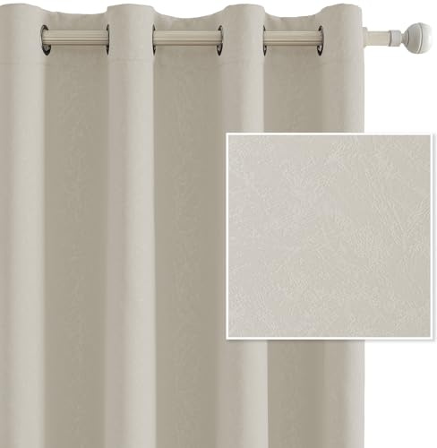 Ystyle Verdunklungsvorhänge 2er Set, Thermovorhang Gegen mit Ösen, 140x240 cm, Modern Gardinen Abdunkelnde Vorhänge Wohnzimmer Schlafzimmer, Schallschutz Vorhang, Beige