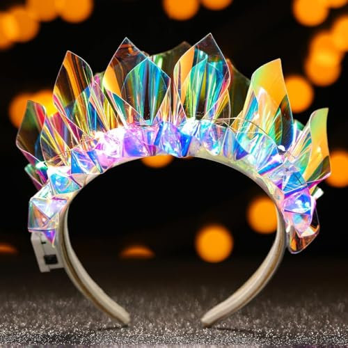Yean Leuchtendes Stirnband LED Krone Haarreifen Karneval Stirnbänder Kostüm Party Haarschmuck für Damen