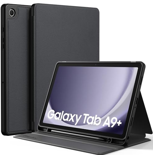 EasyAcc Custodia per Samsung Galaxy Tab A9+ / A9 Plus 11 Pollici 2023 SM-X210/ X215/ X216 con Pen Holder (Penna Non Inclusa), Sottile Folio Stand Protettiva Tablet Cover, Nero