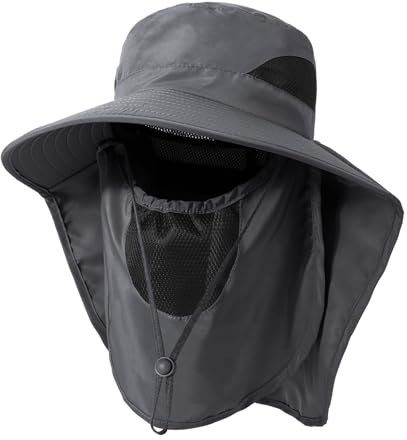 TAGVO Sonnenhüte Herren, UV-Schutz Sommerhut mit breiter Krempe, Safari-Hut, Faltbar Wanderhut, Wasserdicht Fischerhüte, Boonie-Hüte mit Kinnriemen