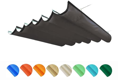 XPLKQXE Maßgeschneiderte wasserdichte Einziehbare Rutsche Zum Aufhängen, Wellen-Sonnensegel, Outdoor-Garten-Pergola-Überdachung, Schattenabdeckung, 95% Sonnenschutz(Größe:Custom Size)