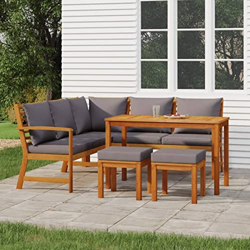 Festnight Gartenlounge Holz Ecklounge Sitzgruppe Garten mit Esstisch Hocker Tisch Eckgarnitur Garten Lounge L Form Balkon Loungemöbel Terrasse Balkonmöbel Outdoor Gartenmöbel Set Sitzgarnitur