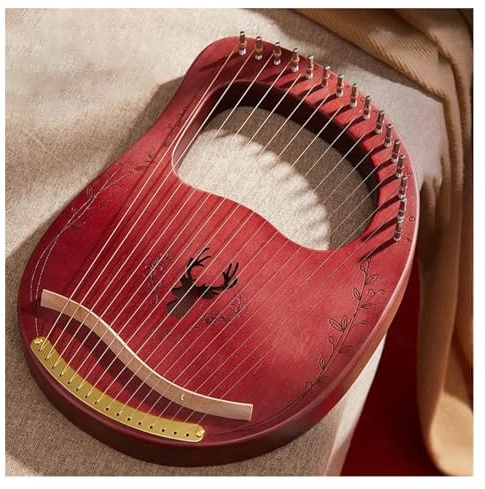 16 Saiten Lyra Harfe Mahagoni Holz Harfe Klavier Saiten Musikinstrument Mit Stimmschlüssel Ersatz Saiten(16 red)