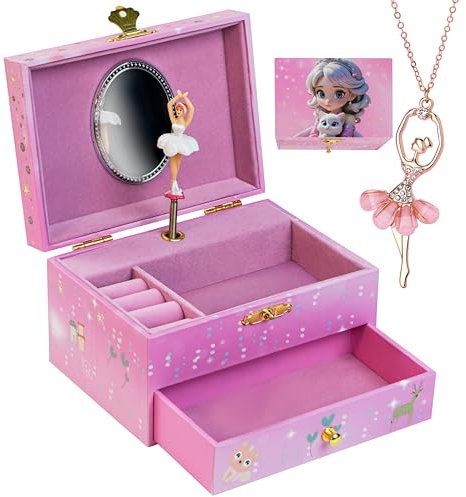 ADEL DREAM Boîte de rangement musicale Boîte à bijoux rotative pour fille Cadeau pour fille