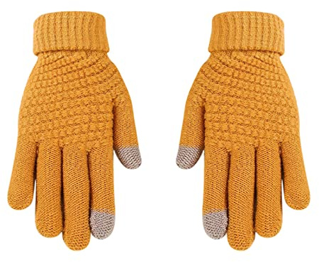 Generisch Women's Men's Warm Stretch Knitted Gloves Mittens Winter Keep Warm Knitted Gloves Outdoor Riding Gloves Cigarette Holder Short, orange, One Size