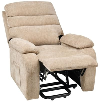 Reclinerfåtölj Modern Tyg Elektrisk Recliner Stoppad Liggfåtölj Fotstöd Fåtölj Beige Rise