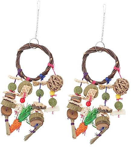 VANZACK 2pcs Rabbit Toys Hanging Chews for Bunnies Dwarf Hamsters Natural Chew Toys for Rabbits Indoor Accessories