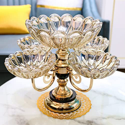 Corbeille Fruit Porte Fruit Panier Fruit Bol de fruits créatifs, verre de cristal multicouche collation plaque de bonbons Panier de fruits for décor à la maison, oeuvre artisanale à la main Coupe a Fr