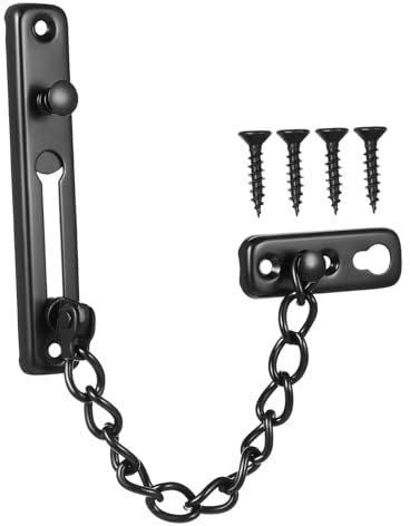 ANDRESLAD Stainless Steel Theft Chain Door Lock Black for Front Door Security Screw Lock and Heavy Duty Latches