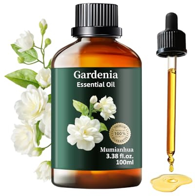 Huile Essentielle de Gardénia Pure 100ml, Grade Thérapeutique, Calming & Relaxing Aromatherapy,100% Huile Naturelle de Gardénia Pour Diffuseur, Revitalisant pour Linge et Peau, Pour Bougies