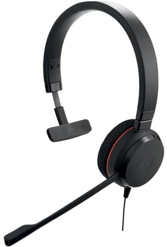 Jabra Evolve 20 Casque Filaire - Casque Filaire à Une Oreille pour Le Bureau et Le Travail à Domicile - Contrôle des appels - Communication Unifiée - Connectivité USB-C/A - Noir