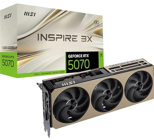 MSI NVIDIA GeForce RTX 5070 12G Inspire 3X OC Carte Graphique 12 Go GDDR7 (28 Gb/s/192 Bits), Refroidissement à Triple Ventilateur STORMFORCE - HDMI 2.1b, DisplayPort 2.1b, SFF Ready