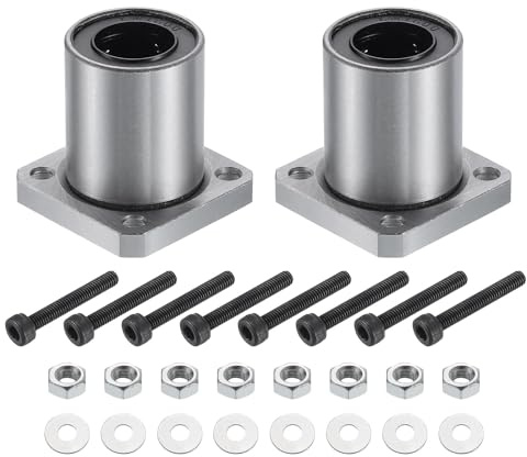 QUARKZMAN LMK16-UU Cuscinetti Lineari A Sfere 16mm Foro 28mm Diametro Esterno 37mm Lunghezza Flangia Rotonda Nichelati Con Viti Per Macchine CNC Stampanti 3D 2pz
