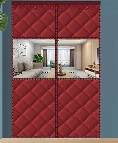 Magnetischer Wärmeschutzvorhang mit Transparentem Fenster,für Türen Verdickter Oxford-Stoff Thermvorhang Tür, Thermovorhang gegen Kälte und Hitze, Kälteschutz, Winddicht (W110*H210cm)