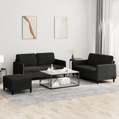 Xichuzi 3-TLG. Sofagarnitur Schwarz Samt, Sofas & Couches, Sofa Wohnzimmer, Relaxsofa, Sofa Für Schlafzimmer - 3201989