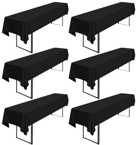 Pesonlook 6 Stück Schwarze Biertisch Tischdecke Dick 200GSM,250 x 100 cm | Tischdecke Bierzeltgarnitur Universal für 50 cm und 70 cm Biertisch, Waschbar Rechteckige Tischdecke für Partys im Freien