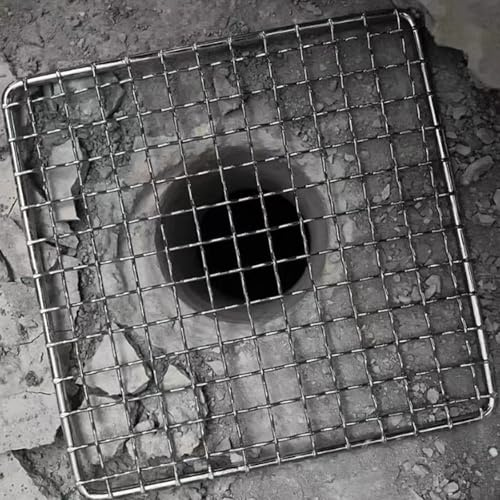 Cubiertas de Drenaje para Exteriores, protección Cuadrada para Hojas, Acero Inoxidable 304, Orificio de Filtro Cuadrado de 1 cm, Cubierta de Drenaje de Piso extraíble (35 x 35 cm)