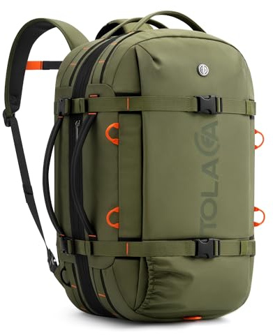 Tolaccea Reseryggsäck för bärbar dator, handbagage ryggsäck för män kvinnor, 40 L - 50 L expanderbar TSA-godkänd ryggsäck dagväska duffelväska, Armégrönt, Medium, Företag