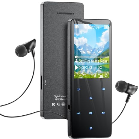 64 Go Lecteur MP3 avec Bluetooth 5.3, Lecteur de Musique Portable avec Haut-Parleur intégré, eBook, Lecteur Audio numérique de Sport avec enregistreur Vocal, Radio FM, Prise en Charge Max 128 Go