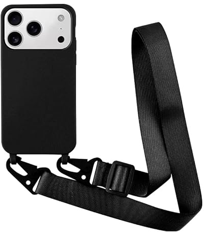 Yichxu iPhone 17 Pro Case with Strap, TPU Silicone Case with Cord Lanyard, Protective Case with Chain, Shockproof Nylon Shoulder Strap, Necklace Case for iPhone 17 Pro