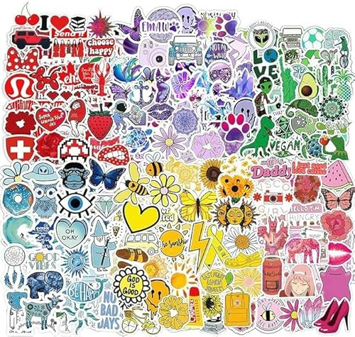 300 Pcs Coloured Stickers, Stickers for Children Teens Adults, Waterproof Vinyl Cute Paster for Laptop Scrapbooking Skateboard Journaling Phone Suitcase Water Bottle Skateboard Phone Case etc