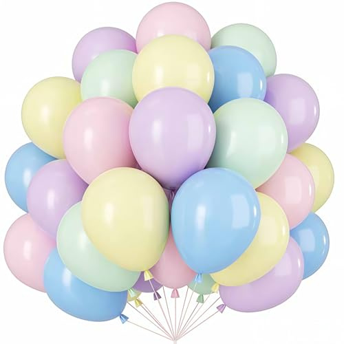 Luftballon Girlande Pastell, 60 Stück 12 Zoll Regenbogen luftballons, Macaron Rosa Blau Lila Luftballons Geburtstag Set, Pastell Latex Ballons Set für Geburtstag Hochzeit Festival Deko