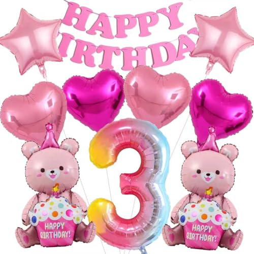 VOVhpbidy 10 Stück Minni Mous Luftballons Geburtstag Set 3 Jahre Mädchen, Maus Geburtstagsdeko Folienballon, Kindergeburtstag Luftballons, Minni Maus Geburtstag Party Deko Ballons Set für Kinder (3)